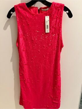 NWT Alice + Olivia Delora Sequin Mini Dress in Wild Pink [Size 2]